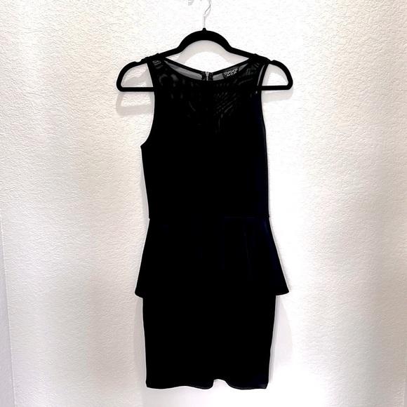 TopShop Mesh Bodycon Peplum Black Mini Dress with Ruffle Skirt - Y2K - Picture 5 of 12